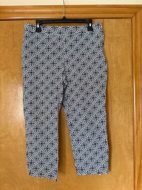 Talbots Navy & White Geometric Chatham Cropped Pants
